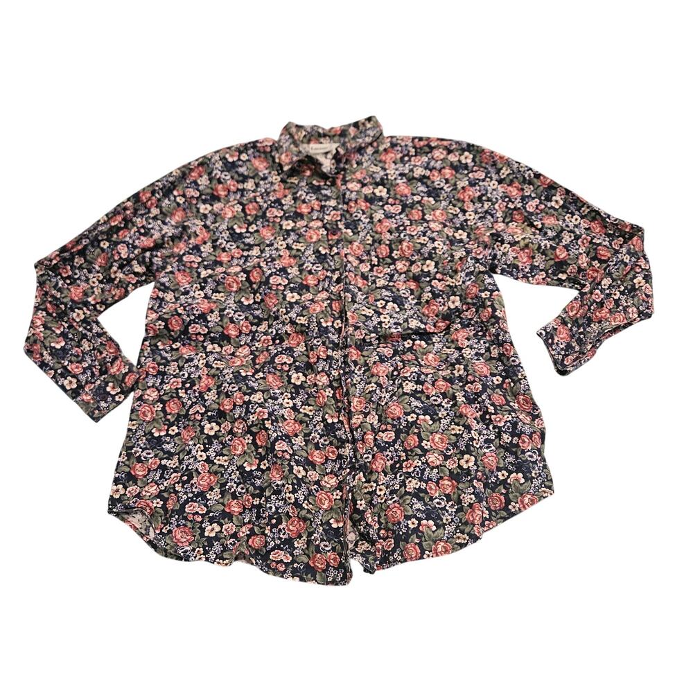 Capacity Maternity Floral Button Front Shirt Women’s Large Rose Print